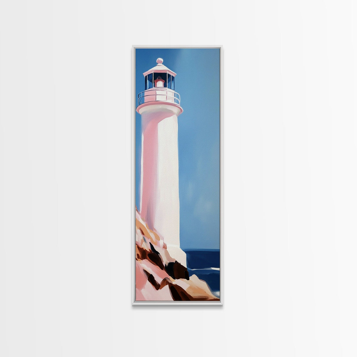 Lighthouse Serenity, Coastal Escape, Ocean Calm, Canvas Print, Nautical Wall Art, Minimalist Decor, Beach House Aesthetic, Office Art