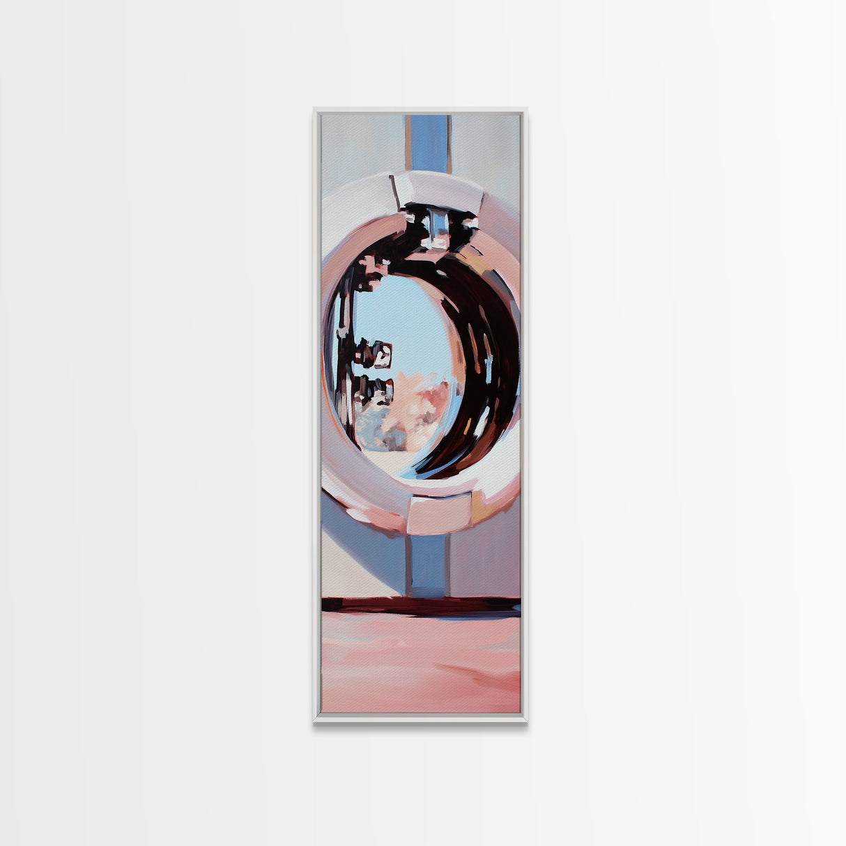 Porthole Reflection, Nautical Aesthetic, Ocean View Art, Framed Canvas Print, Modern Minimalist, Coastal Decor, Living Room Art