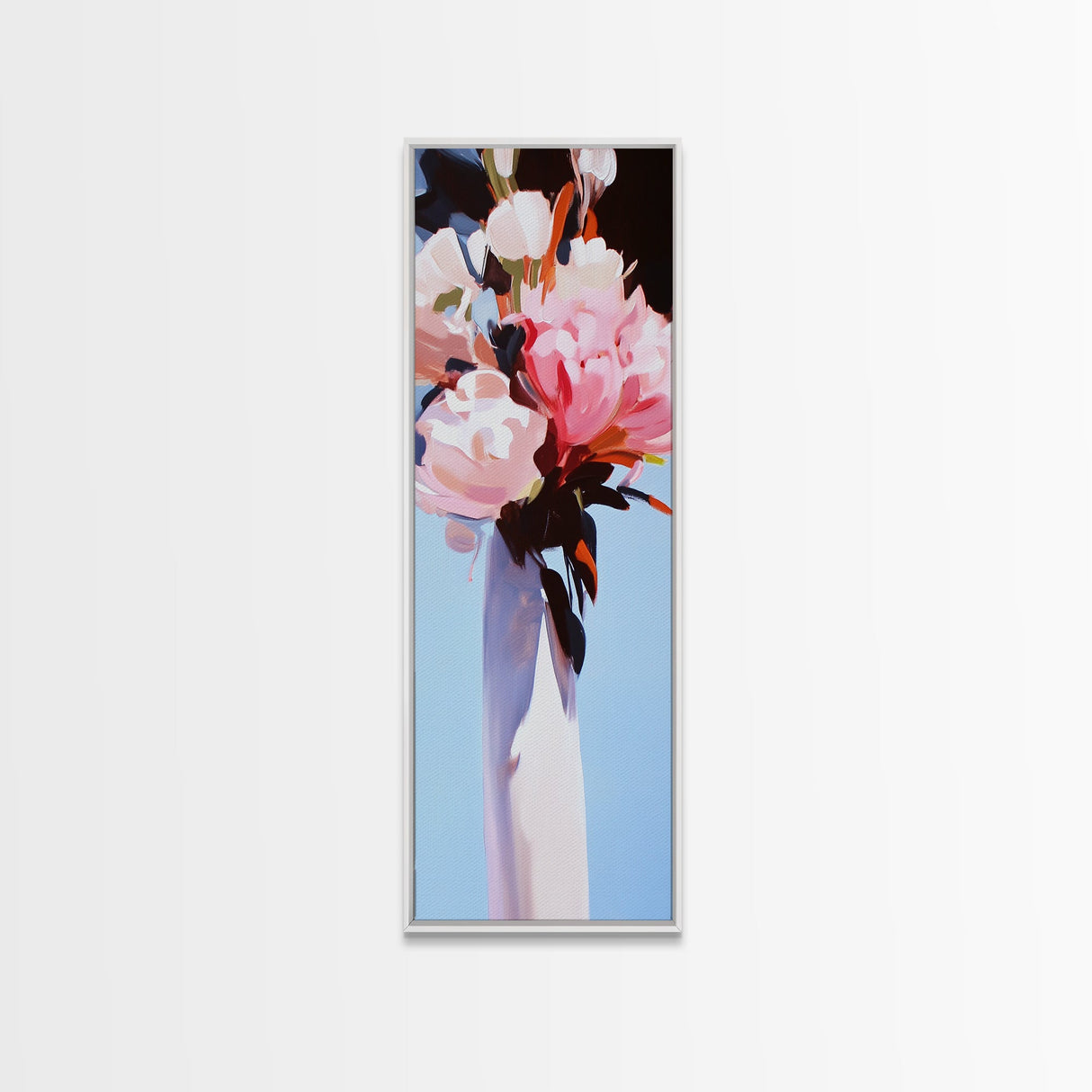 Abstract Floral Art, Bold Flower Painting, Romantic Wall Decor, Framed Canvas Print, Modern Home Art, Feminine Aesthetic, Bedroom Wall Art
