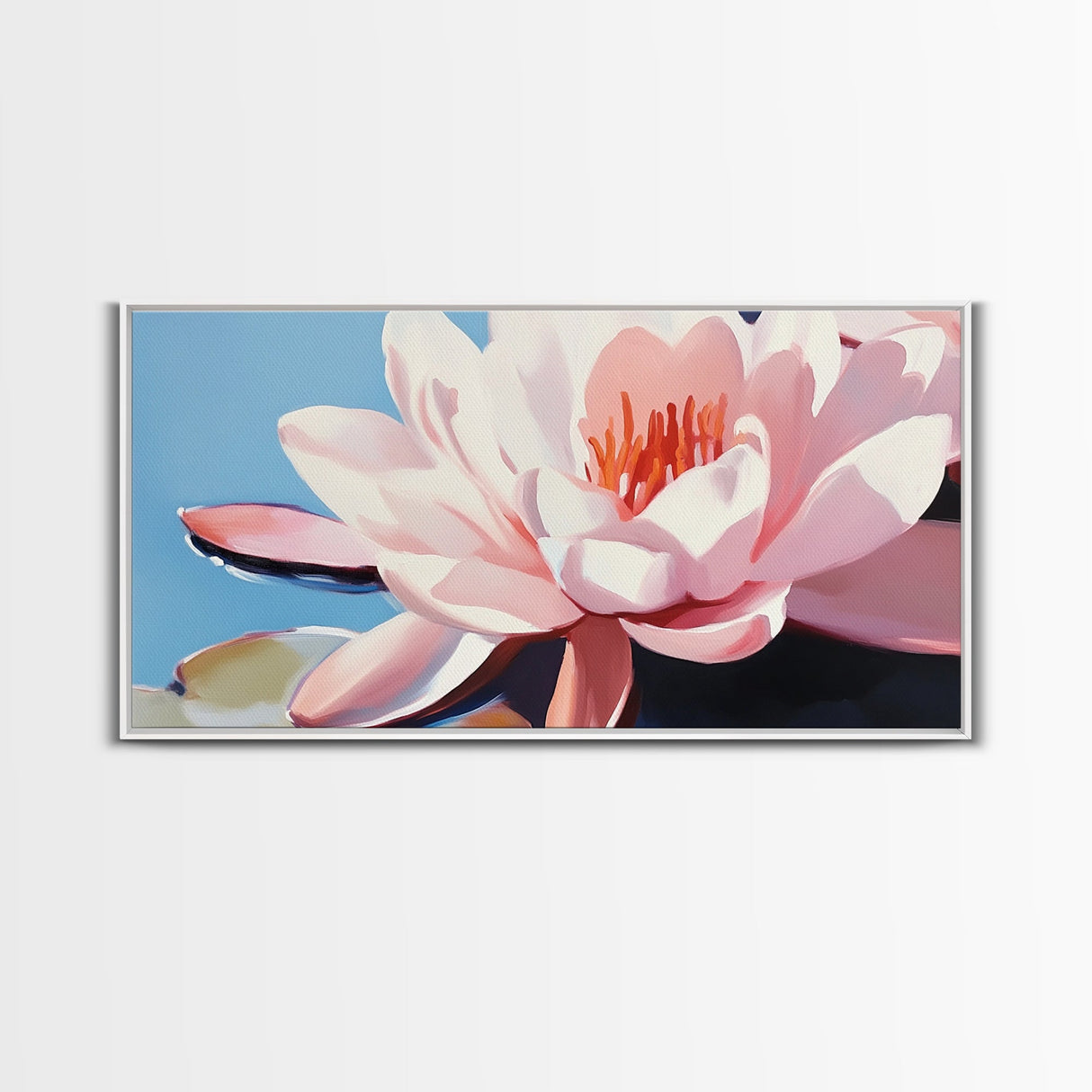 Water Lily Bloom, Floral Wall Art, Zen Botanical Print, Minimalist Nature Decor, Modern Tranquil Art, Bathroom Canvas Print