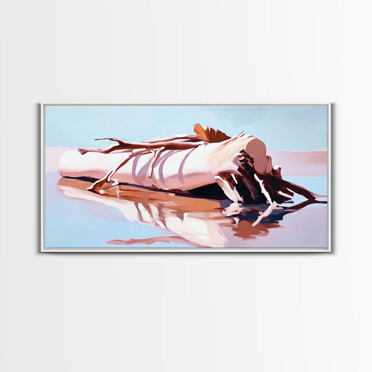Driftwood Reflection, Coastal Wall Art, Beach House Decor, Nature-Inspired, Neutral Art, Minimalist Style, Canvas Print, Living Room