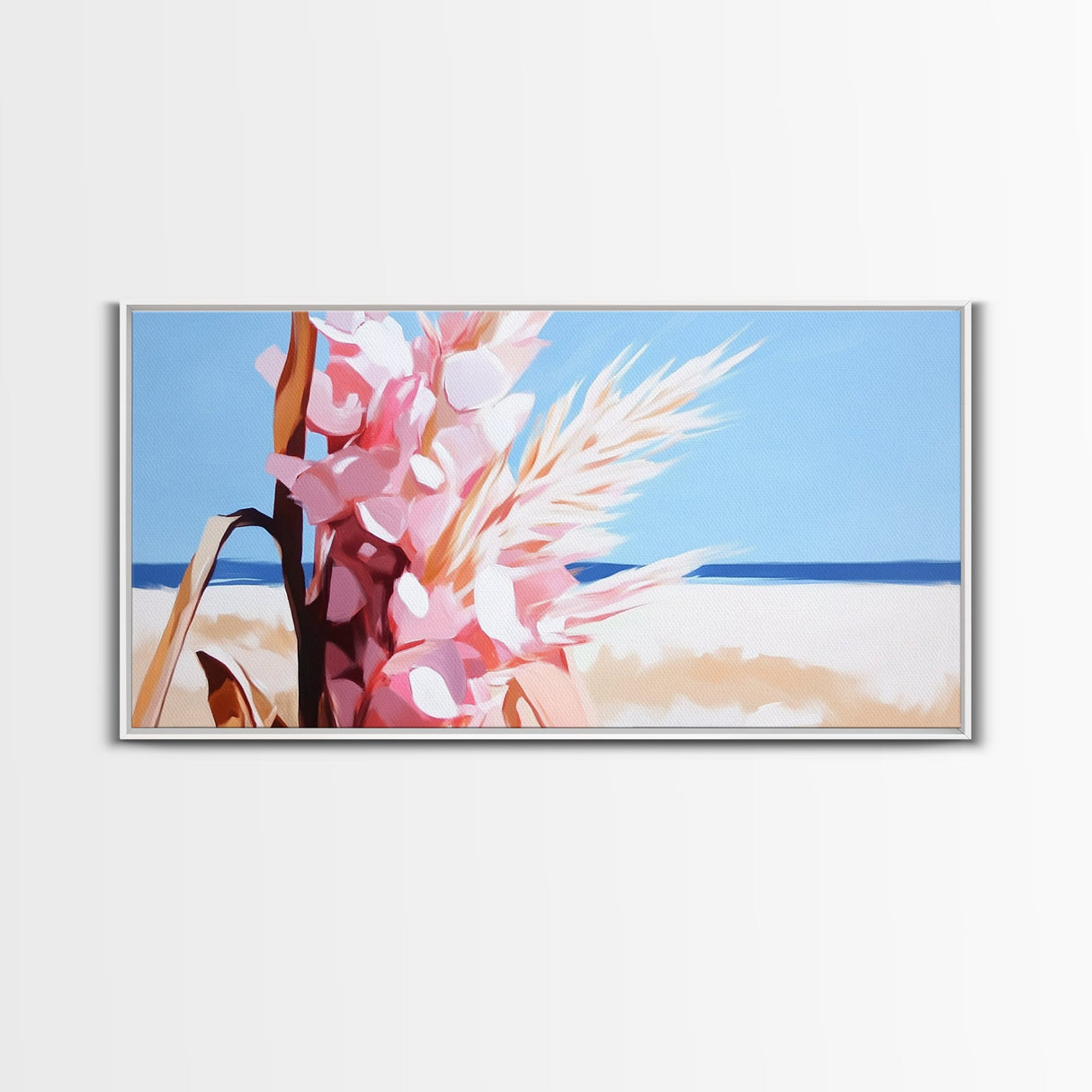 Wildflowers, Coastal Bloom, Boho Floral Art, Ocean Inspired Print, Modern Nature Wall Art, Soft Pastel Aesthetic, Canvas Print