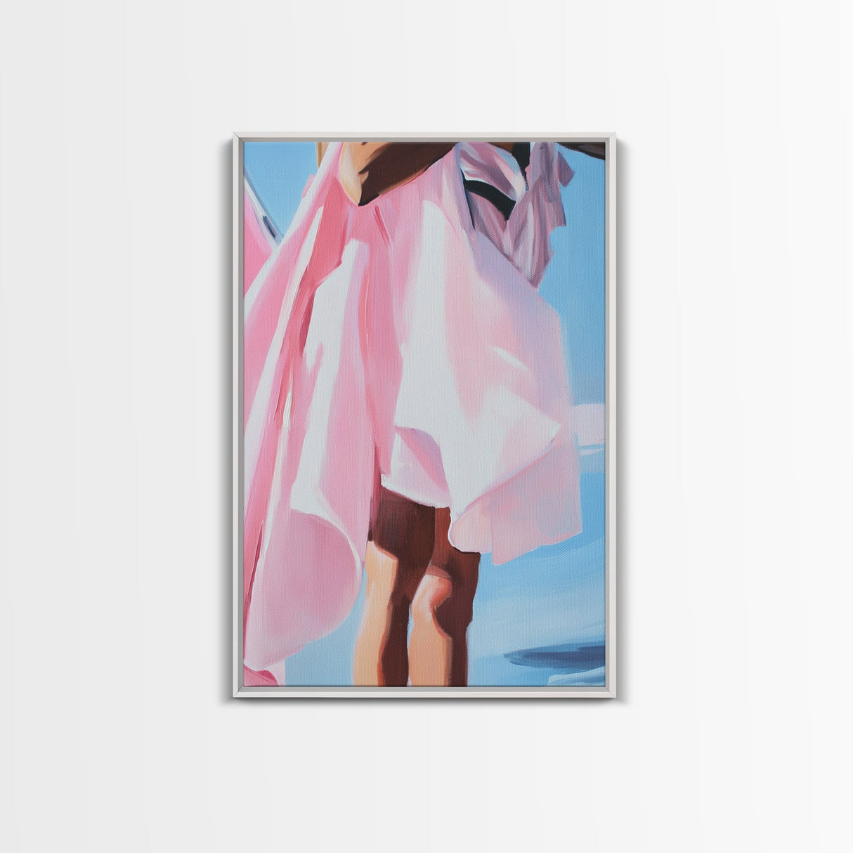 Flowing Dress, Feminine Art, Soft Aesthetic, Elegant Style, Framed Canvas Print, Fashion Illustration, Romantic Home Decor, Bedroom Art