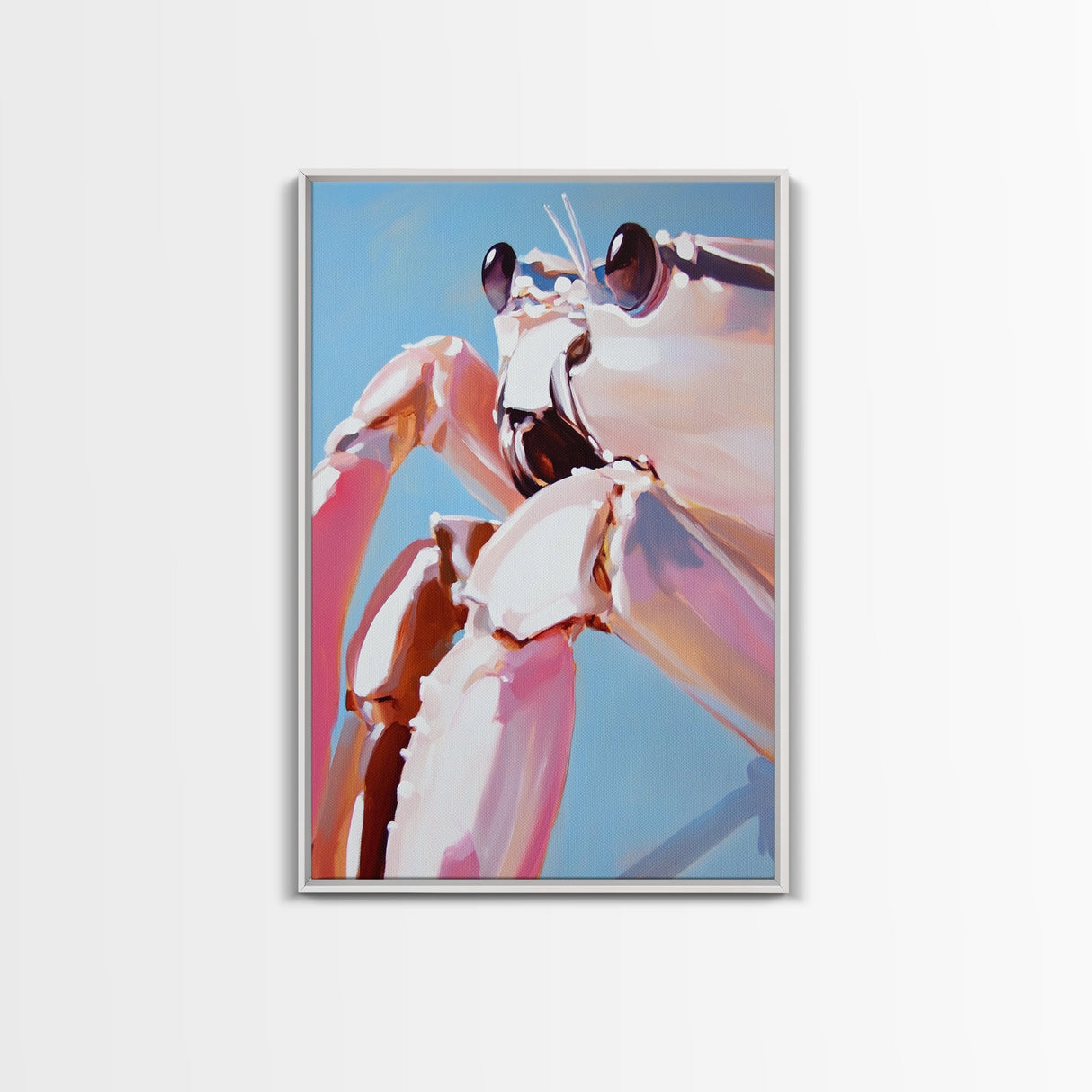 Pink Crab, Coastal Wildlife, Nautical Art, Canvas Print, Unique Ocean Art, Modern Home Decor, Beach House Artwork, Minimalist Design