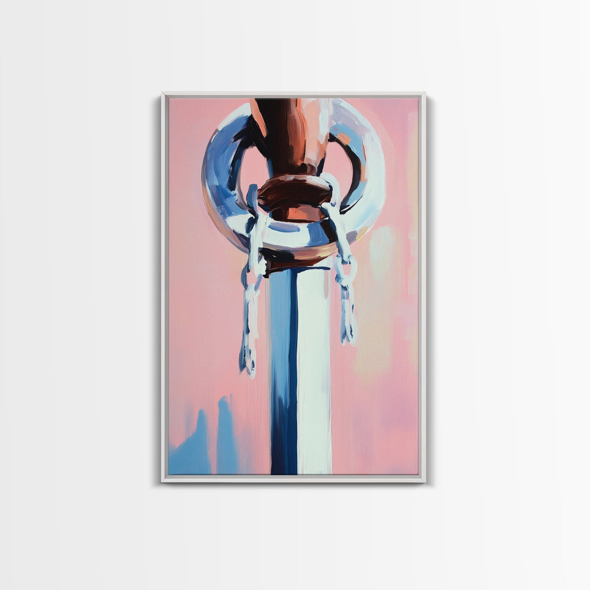 Anchor Close-Up, Marine Theme Art, Boho Coastal Wall Decor, Nautical Abstract Art, Framed Canvas Print, Minimalist Ocean Home Decor