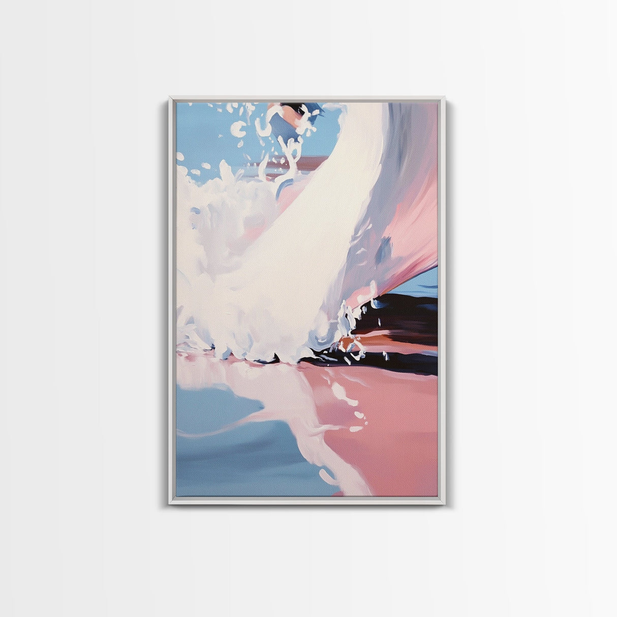 Ocean Wave, Surfer Wall Art, Framed Canvas Print, Abstract Coastal Decor, Modern Beach Painting, Summer Vibes Artwork, Surf Art