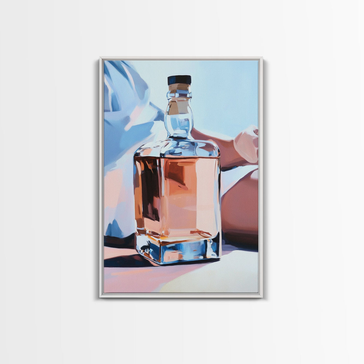 Whiskey Bottle, Elegant Drink, Modern Still Life, Minimalist Art, Sophisticated Decor, Bar Wall Art, Contemporary Painting, Canvas Print