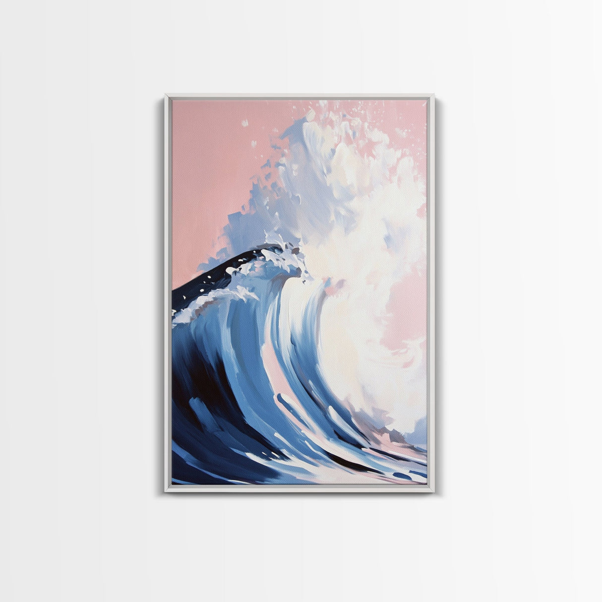 Surf Wave Art, Coastal Wall Decor, Abstract Ocean Painting, Large Modern Seascape, Framed Canvas Print, Nautical Themed Wall Art
