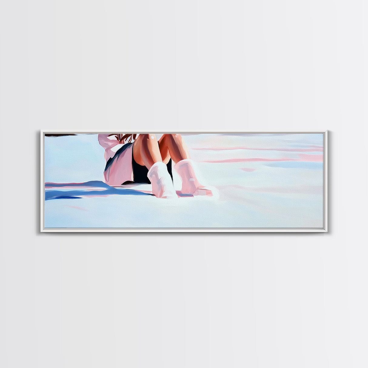 Cozy Winter, Snowy Landscape, Feminine Winter Decor, Soft Pastel Art, Scandinavian Minimalist, Bedroom Aesthetic, Canvas Print