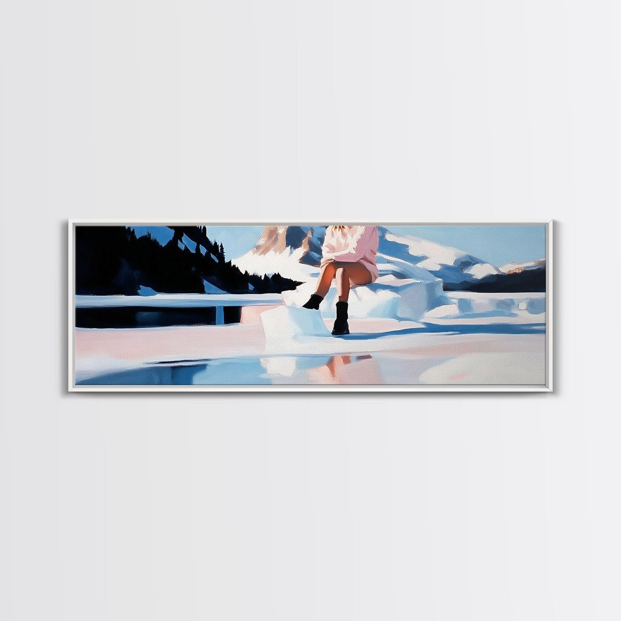 Ice Queen, Winter Wonderland, Feminine Adventure Art, Dreamy Arctic Scene, Fashion-Inspired Decor, Home Aesthetic, Framed Canvas Print
