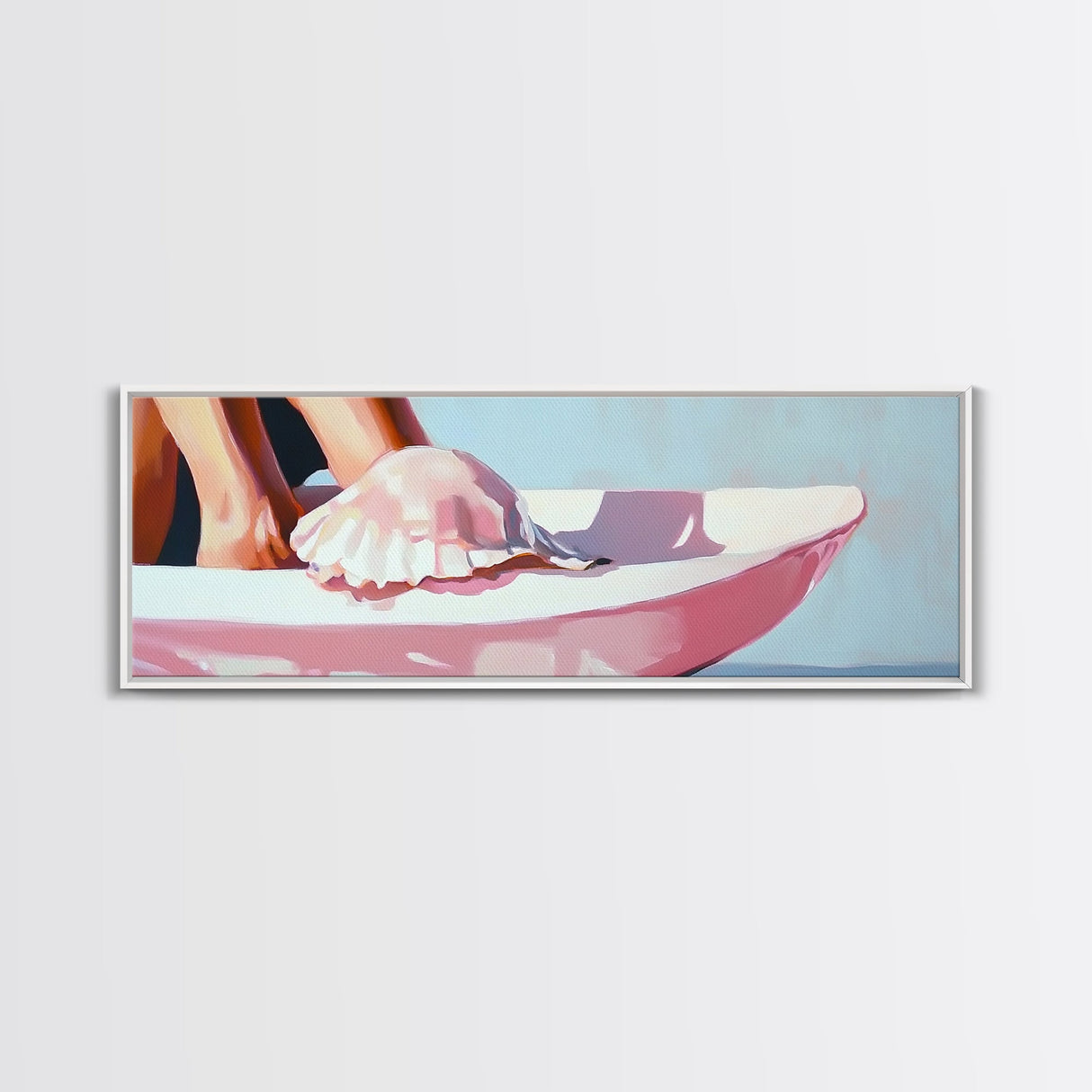 Beach Shell, Coastal Decor, Modern Art, Framed Canvas Print, Pastel Beach Wall Art, Minimalist Ocean Art, Nautical Art, Summer Vibes