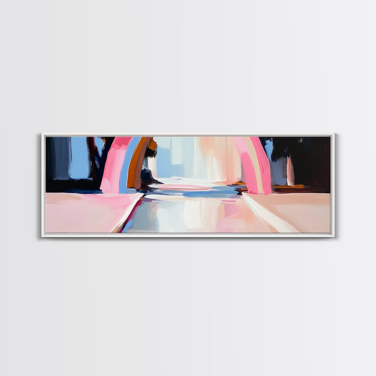 Abstract Rainbow Arch, Modern Colorful Art, Vibrant Wall Decor, Playful Aesthetic, Statement Piece, Kids Room Art, Framed Canvas Print