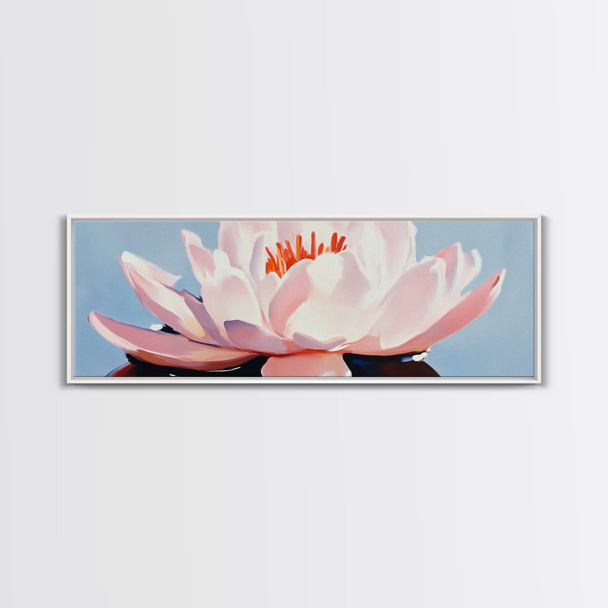 Lotus Flower, Pink Petals, Zen Botanical, Tranquil Nature Art, Meditation Space Decor, Canvas Print, Bathroom Wall Art, Modern Floral