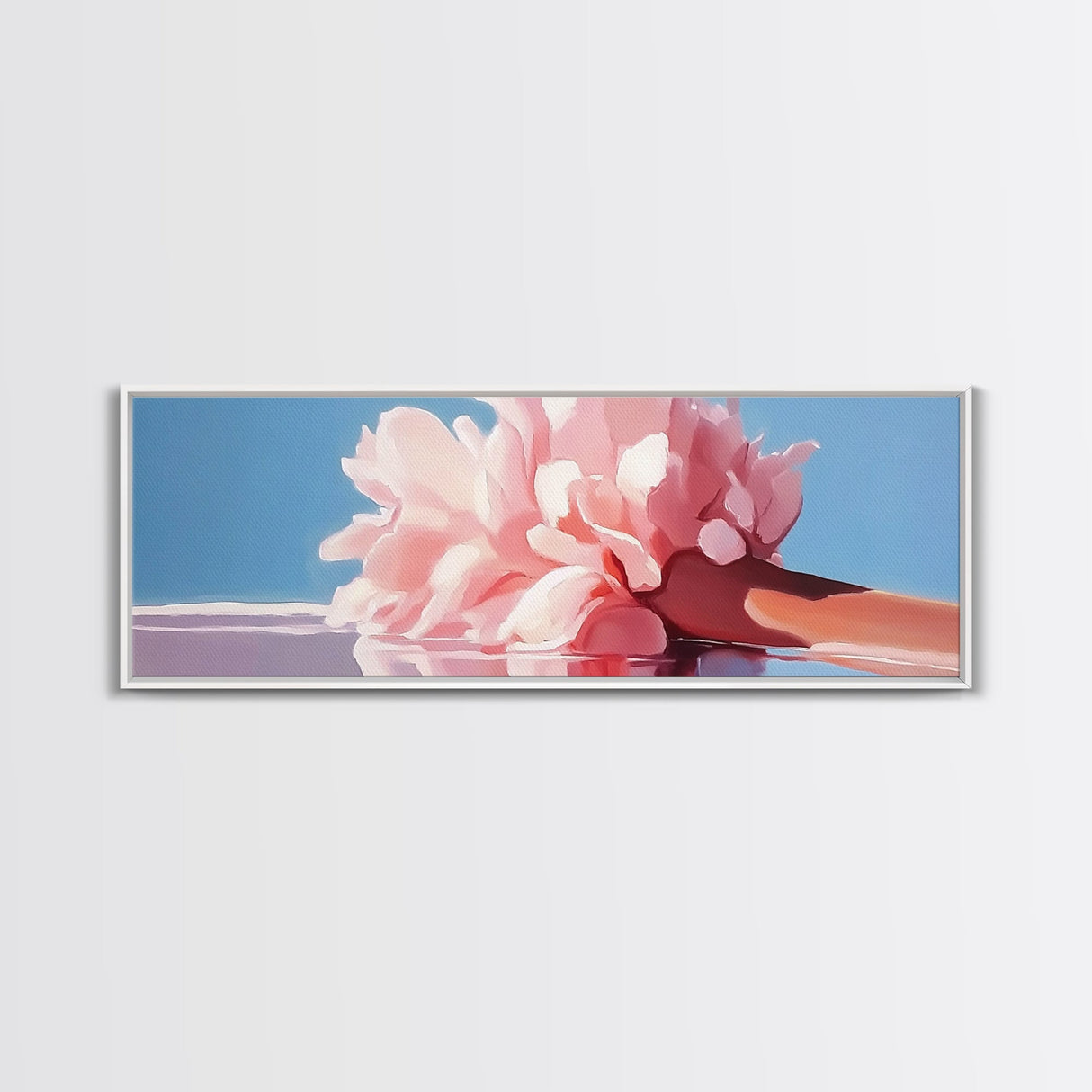 Reflection Peony, Feminine Wall Art, Elegant Floral Decor, Framed Canvas Print, Soft Aesthetic, Bedroom Wall Art, Pastel Beauty