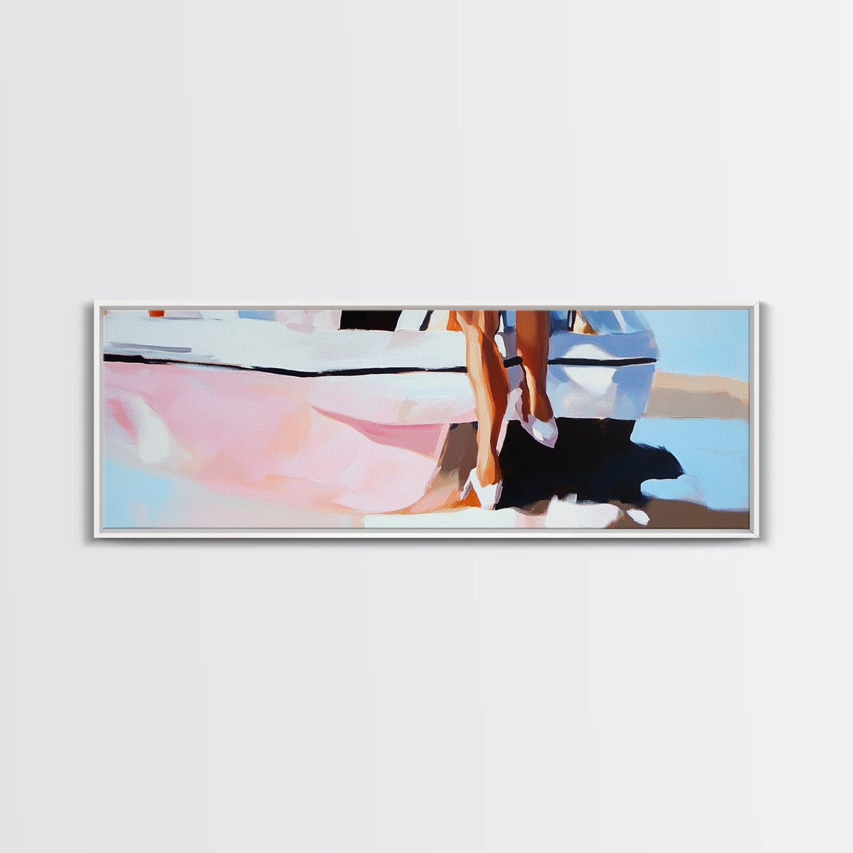 Sailboat Reflection, Nautical Art, Marina Landscape, Framed Canvas Print, Minimalist Coastal Decor, Ocean Painting, Living Room Wall Ar