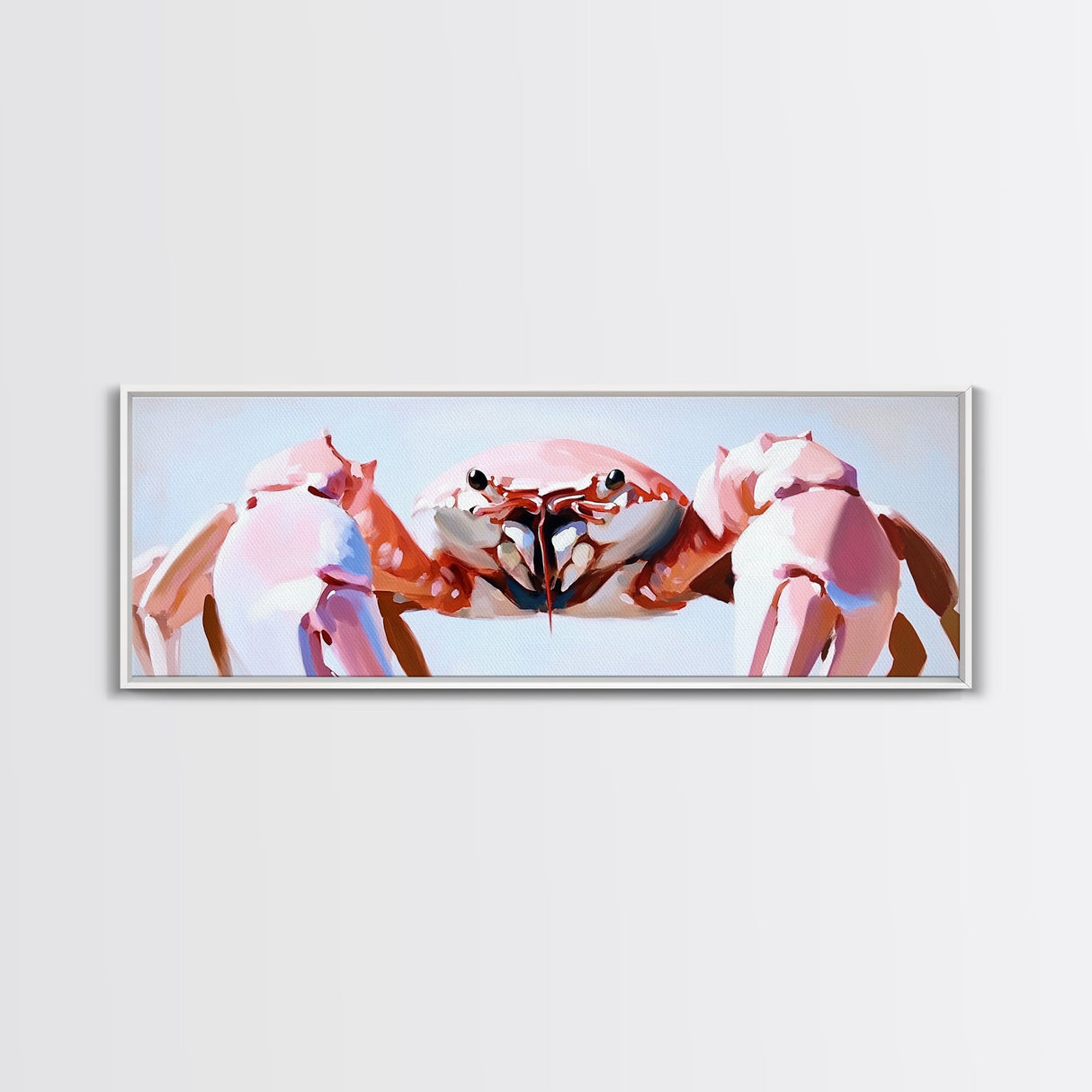 Pink Crab, Coastal Marine Art, Beach House Wall Decor, Framed Canvas Print, Nautical Aesthetic, Ocean Wildlife, Kitchen Wall Art