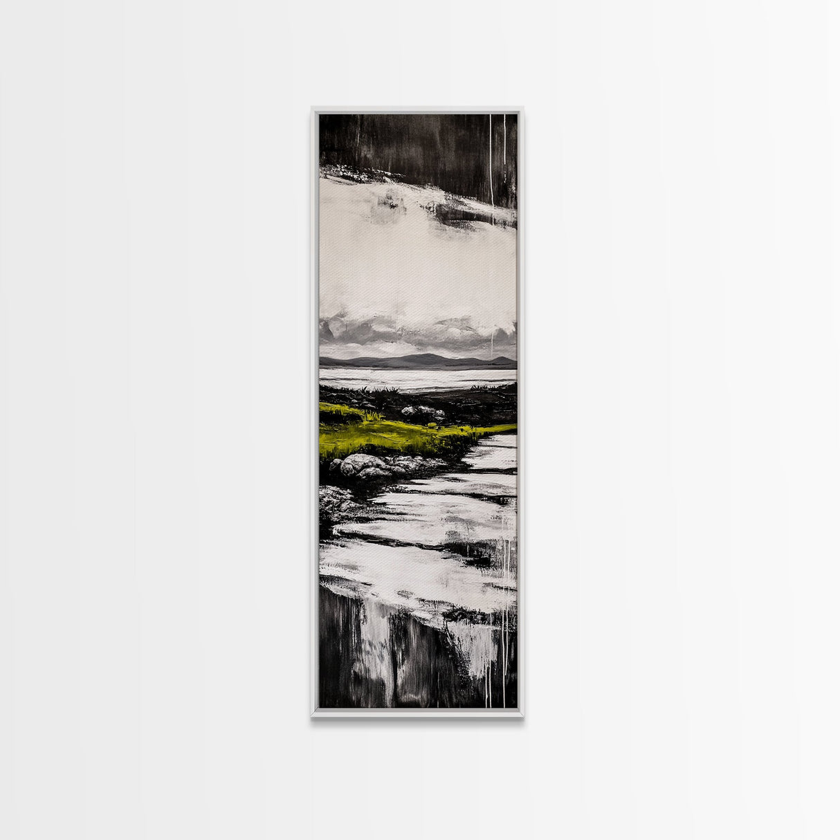 Black and White, Minimalist Landscape, Ocean View, Canvas Print, Modern Wall Art, Neutral Home Decor, Bedroom Artwork, Coastal Painting