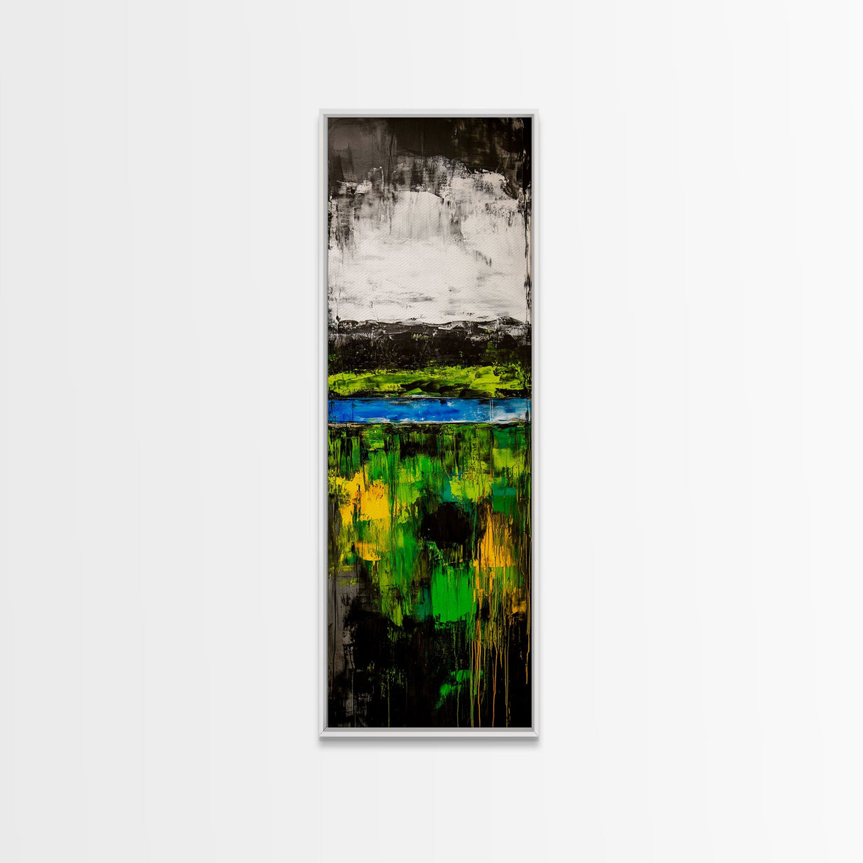 Abstract Landscape, Green Blue Art, Modern Wall Art, Framed Canvas Print, Office Decor, Large Artwork, Living Room Art, Minimalist Art