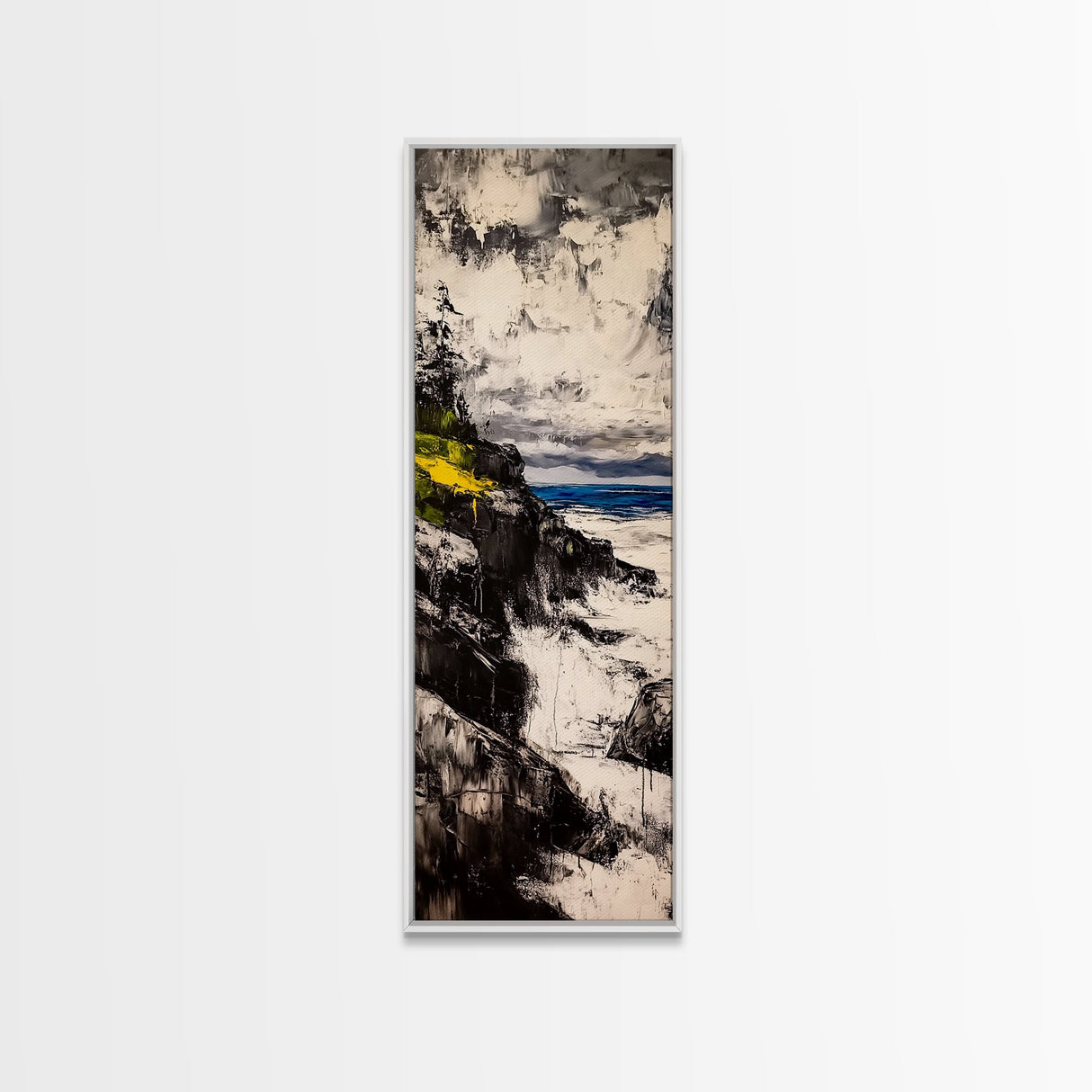 Coastal Cliff, Ocean Waves, Moody Seascape, Nautical Wall Art, Canvas Print, Beach House Decor, Modern Landscape, Living Room Art