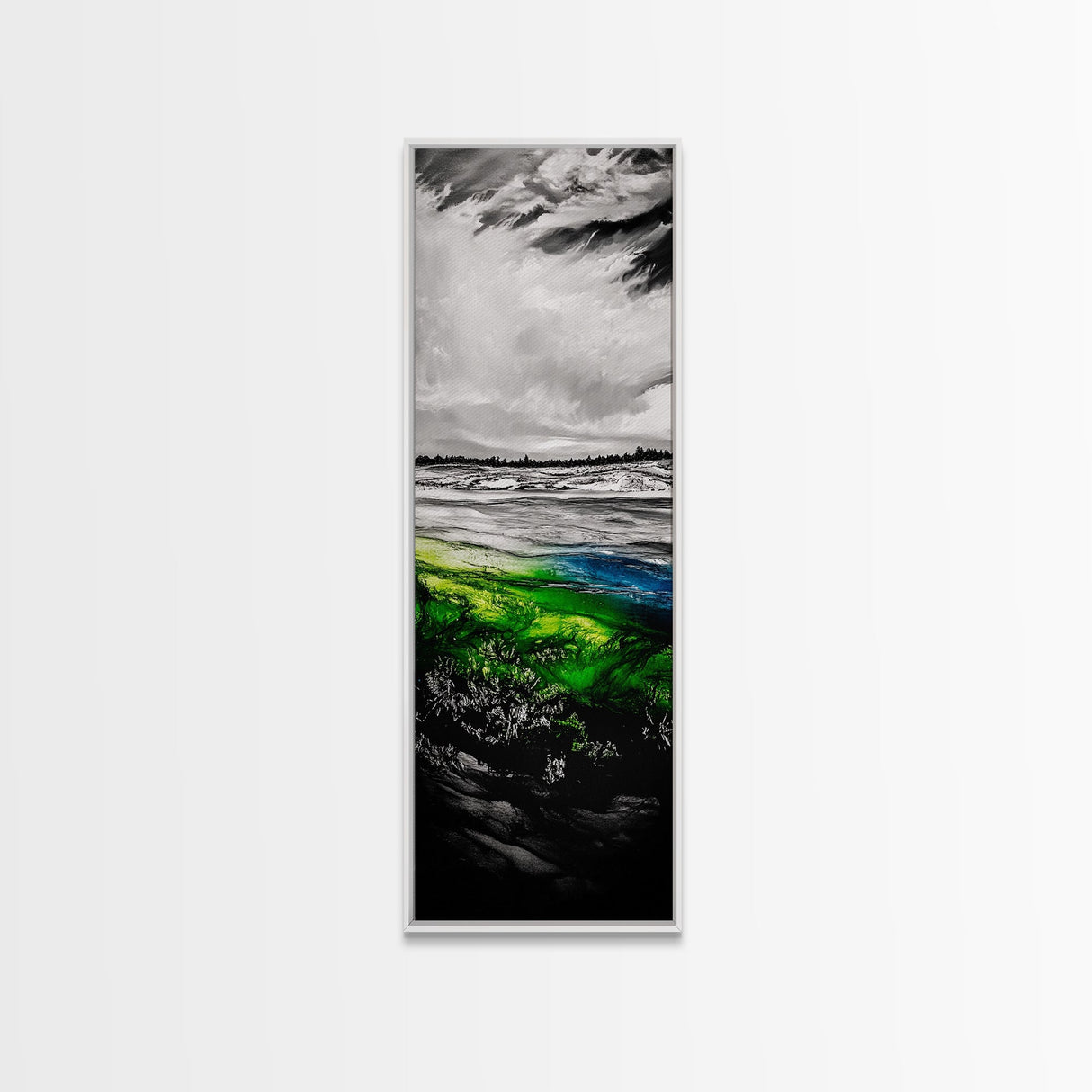 Abstract Landscape Wall Art, Green and Blue Coastal Decor, Nature Inspired Art, Modern Home Decor, Office Wall Art,