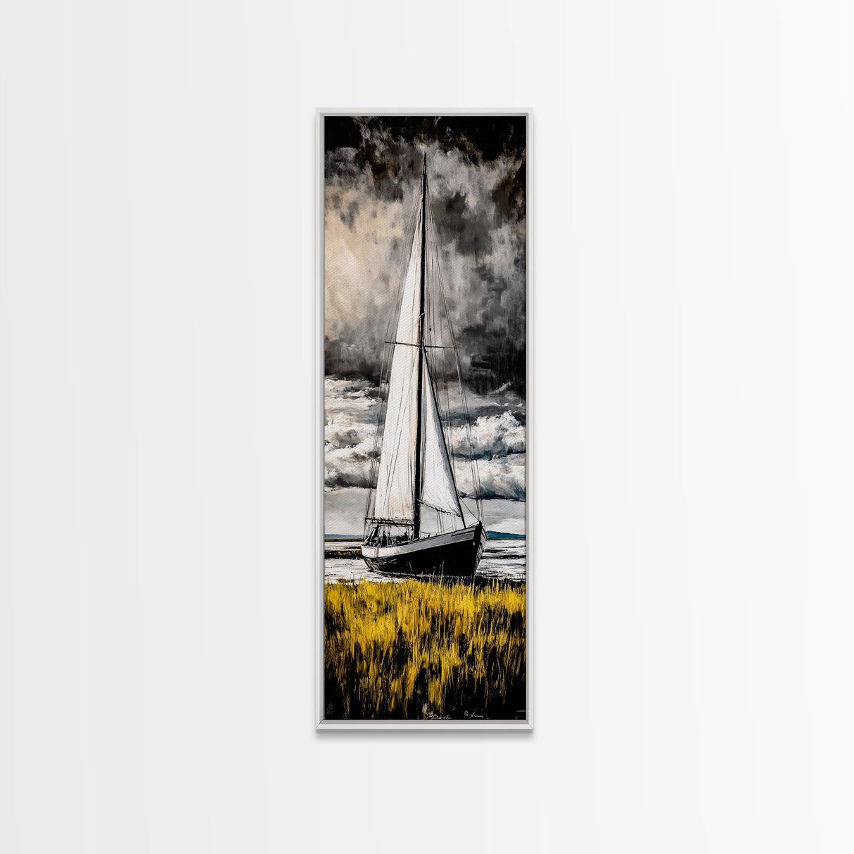 Sailing Boat, Nautical Art, Coastal Decor, Ocean Painting, Framed Canvas Print, Beach House Wall Art, Maritime Theme, Rustic Ocean Artwork