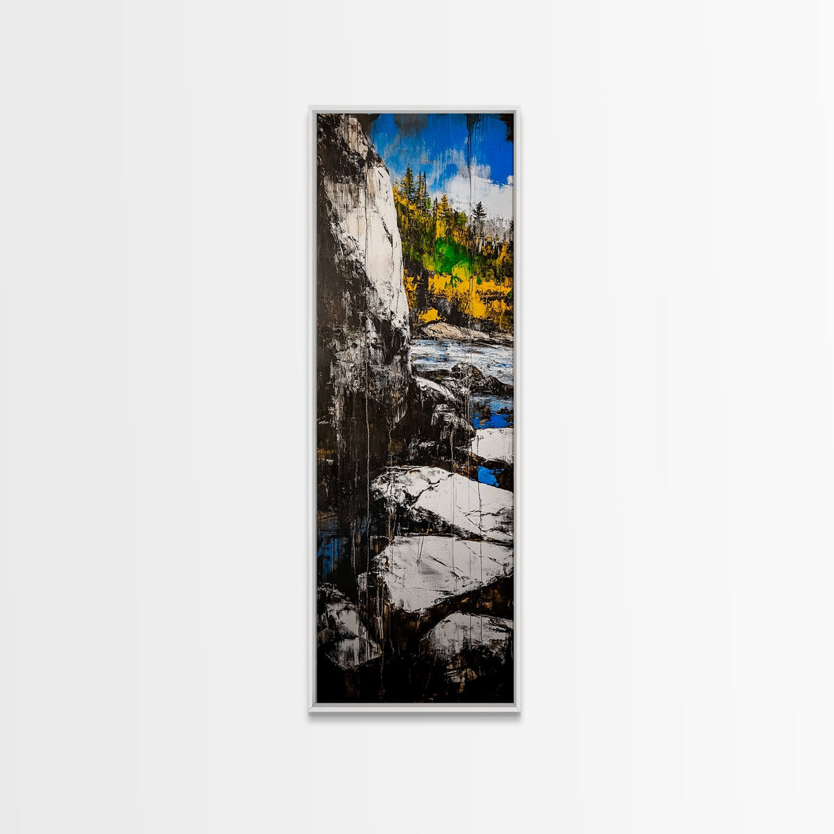 Rugged Cliffs, Rocky Shore, Coastal Scene, Framed Canvas Print, Seaside Decor, Nautical Wall Art, Ocean View, Beach House Decor