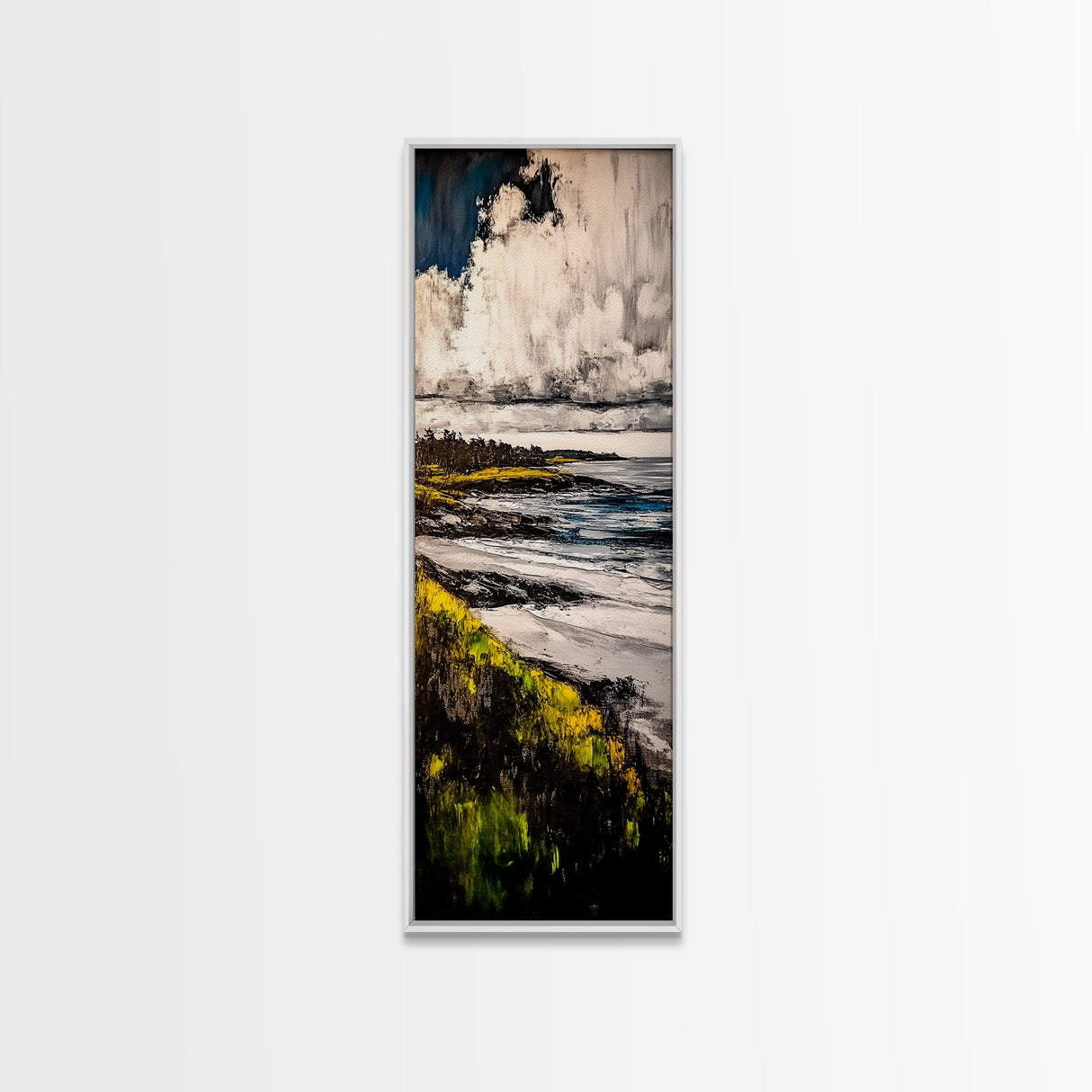 Coastal Landscape, Golden Grass, Cliffside View, Framed Canvas Print, Nature Wall Art, Ocean Inspired Decor, Rustic Home Art