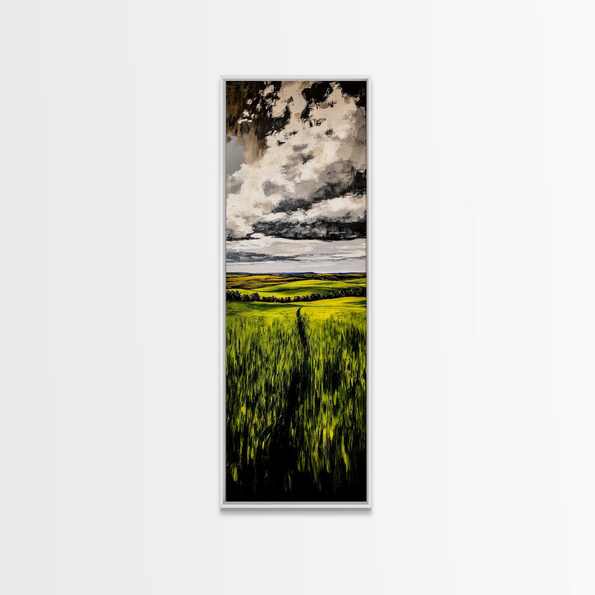 Rolling Fields, Green Landscape Painting, Farmhouse Wall Art, Nature Artwork, Rustic Home Decor, Country Living Room Art, Canvas Print