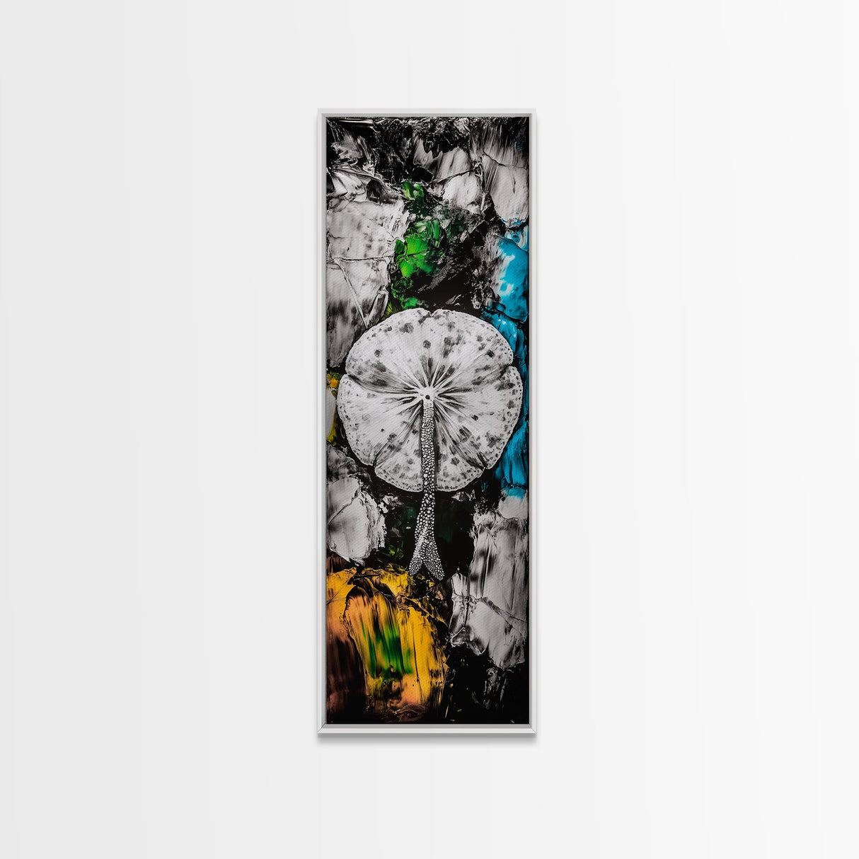 Abstract Mushroom, Black White Art, Modern Wall Decor, Framed Canvas Print, Living Room Art, Minimalist Painting, Unique Gift