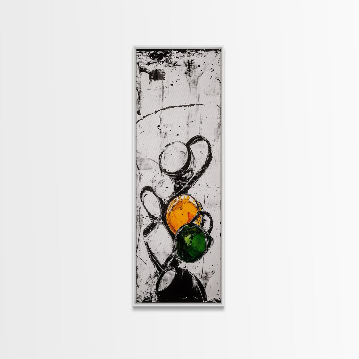 Coffee, Cups, Abstract, Canvas Print, Kitchen Wall Art, Minimalist Coffee Decor, Black and White Modern Art, Cafe Style, Chic Artwork