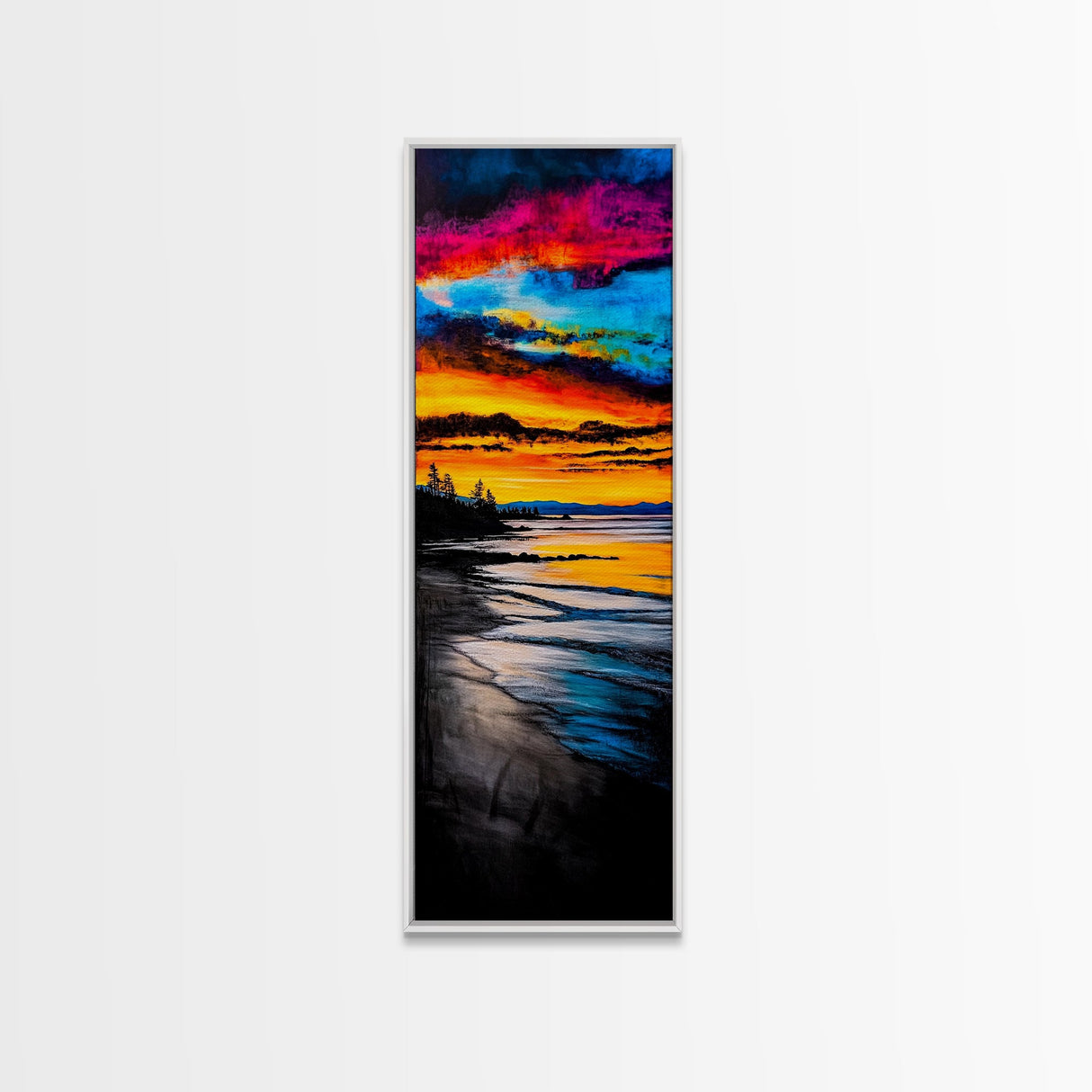 Colorful, Sunset, Reflection, Canvas Print, Ocean View Art, Bright Sunset Painting, Modern Home Decor, Bedroom Wall Art