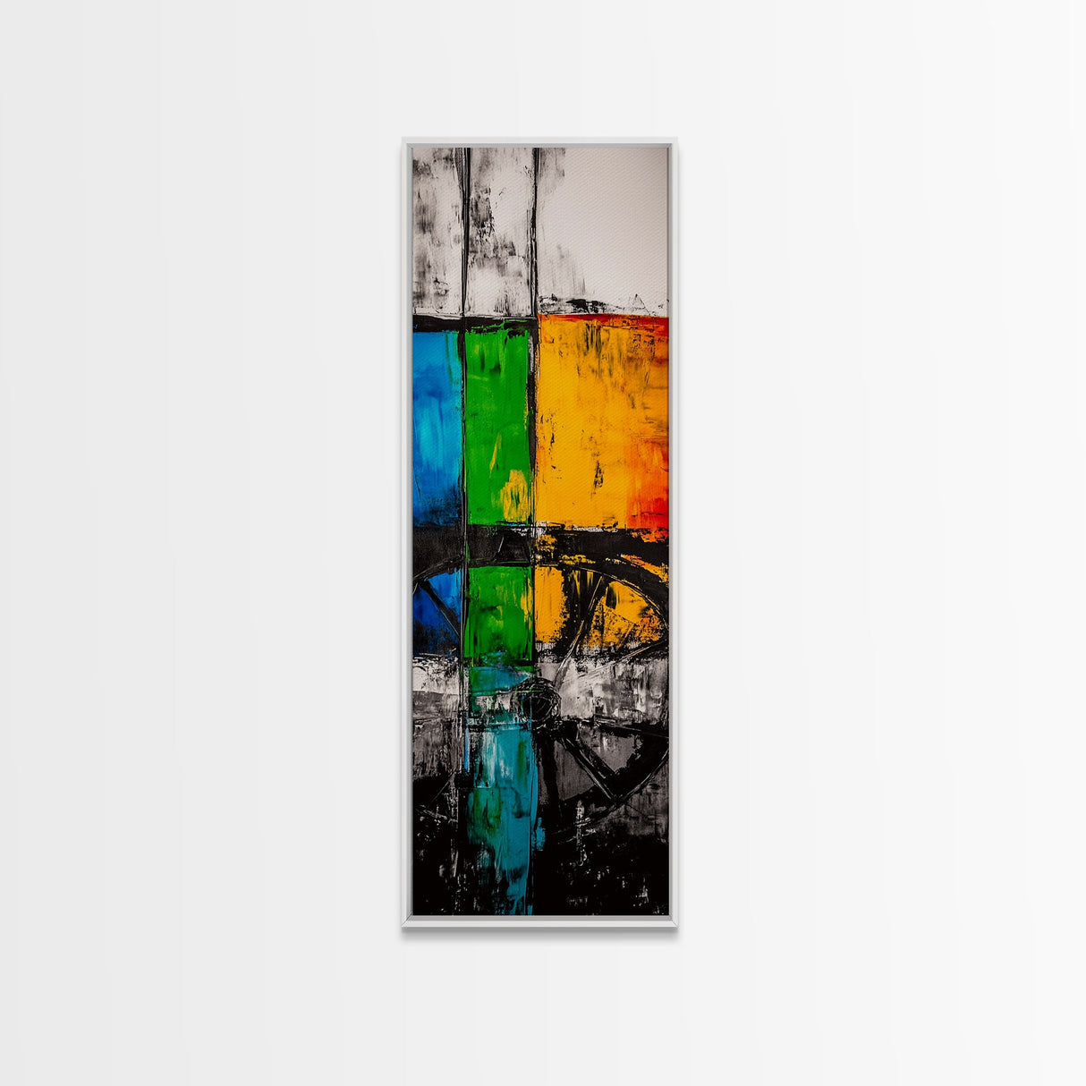 Abstract Geometry, Color Blocks, Industrial Design, Modern Minimalist, Framed Canvas Print, Contemporary Art, Living Room Wall Art