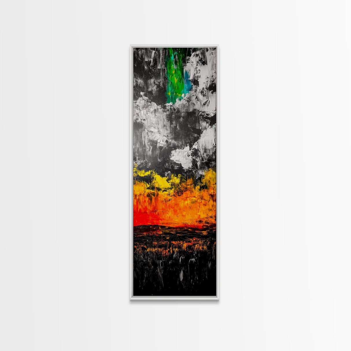 Fiery Sunset, Bold Abstract Art, Expressionist Painting, Colorful Landscape, Framed Canvas Print, Office Wall Art, Autumn Wall Decor