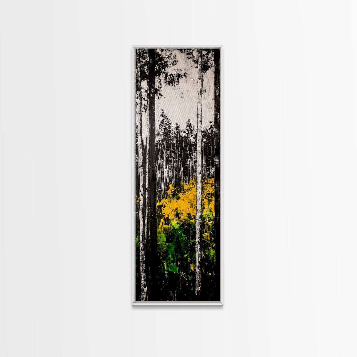 Birch Forest, Black and White Art, Nature Wall Art, Framed Canvas Print, Rustic Woodland, Farmhouse Decor, Living Room Artwork