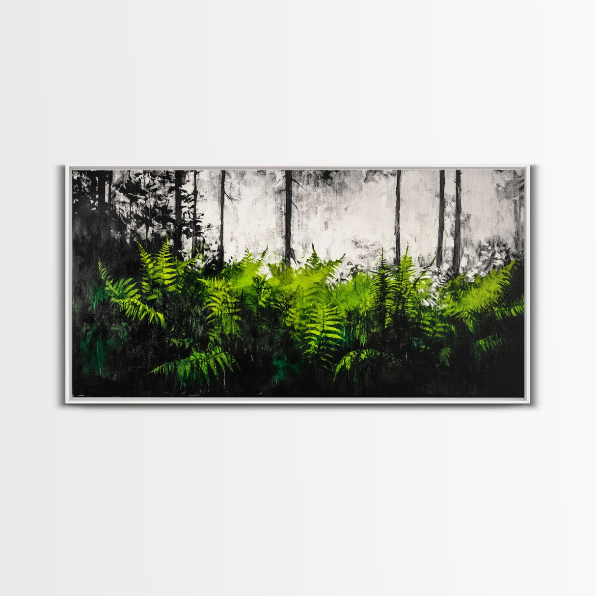 Forest Ferns, Nature Wall Art, Green Botanical, Framed Canvas Print, Modern Rustic Decor, Living Room Artwork, Biophilic Interior Design