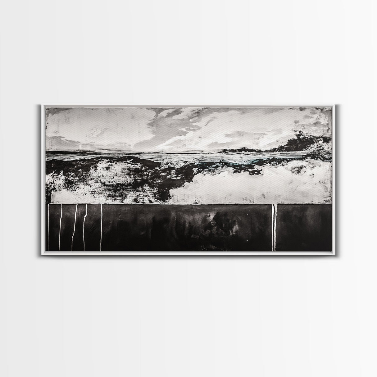 Black and White, Ocean, Waves, Minimalist, Canvas Print, Coastal Art, Nautical Decor, Bedroom Wall Art, Modern Home Decor, Fine Art Print