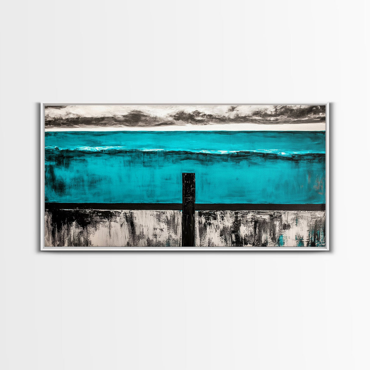 Geometric Waves, Abstract Ocean Art, Canvas Print, Contemporary Minimalist Painting, Blue Wall Decor, Large Modern Art