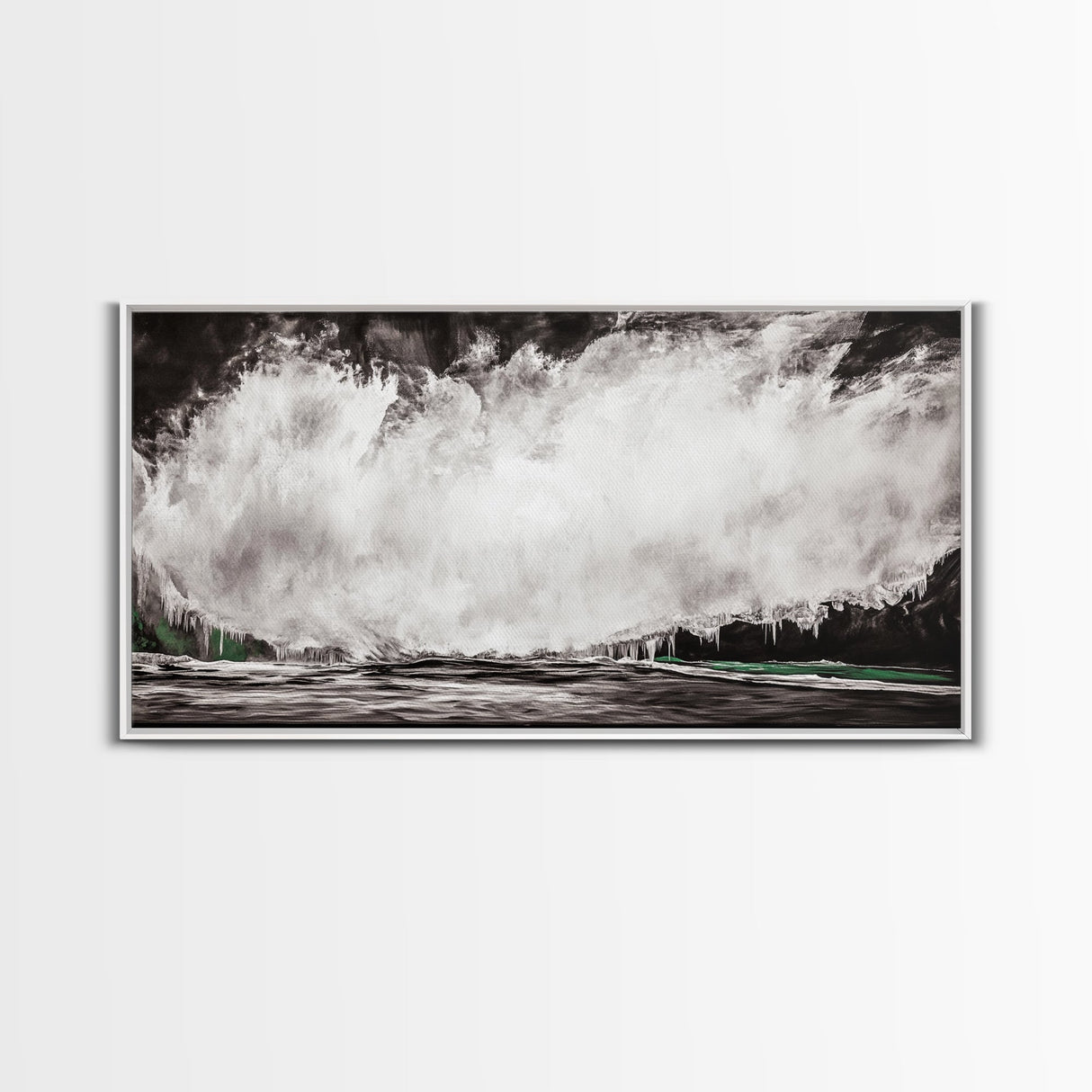 Abstract Waterfall Art, Black and White Canvas Print, Modern Wall Decor, Nature Inspired Artwork, Living Room Art, Minimalist Painting