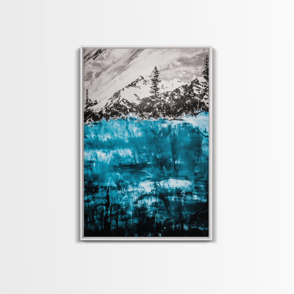 Mountain Lake, Nature Wall Art, Wilderness Art, Outdoor Landscape, Cabin Decor, Black and White Art, Scenic Wall Art, Canvas Print