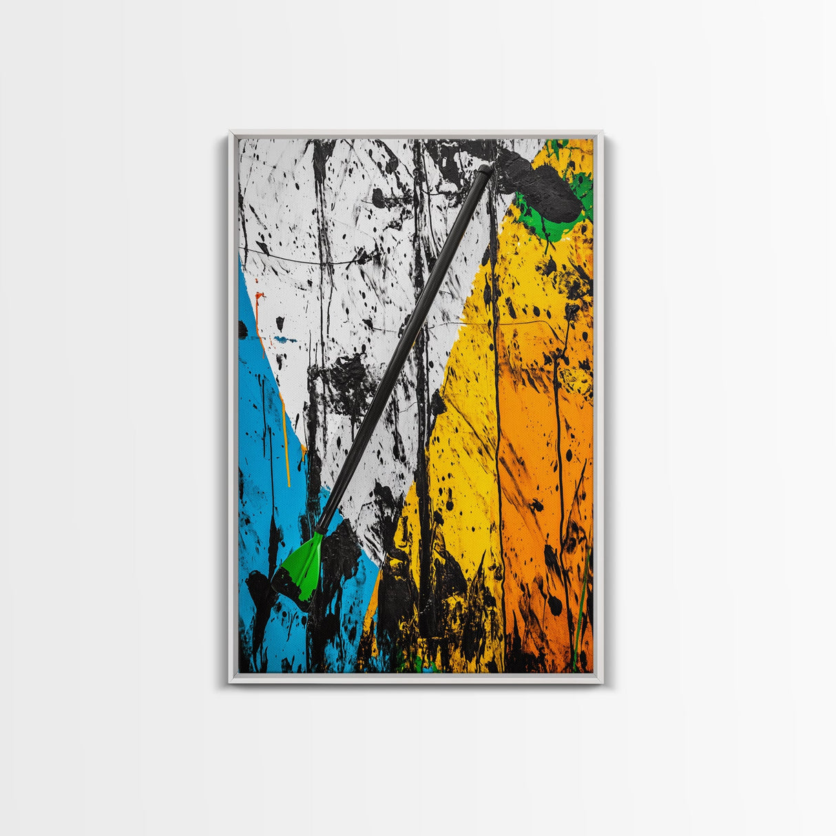 Abstract Dart, Modern Wall Art, Graffiti Style, Bold Colors, Urban Art Decor, Unique Home Aesthetic, Framed Canvas Print