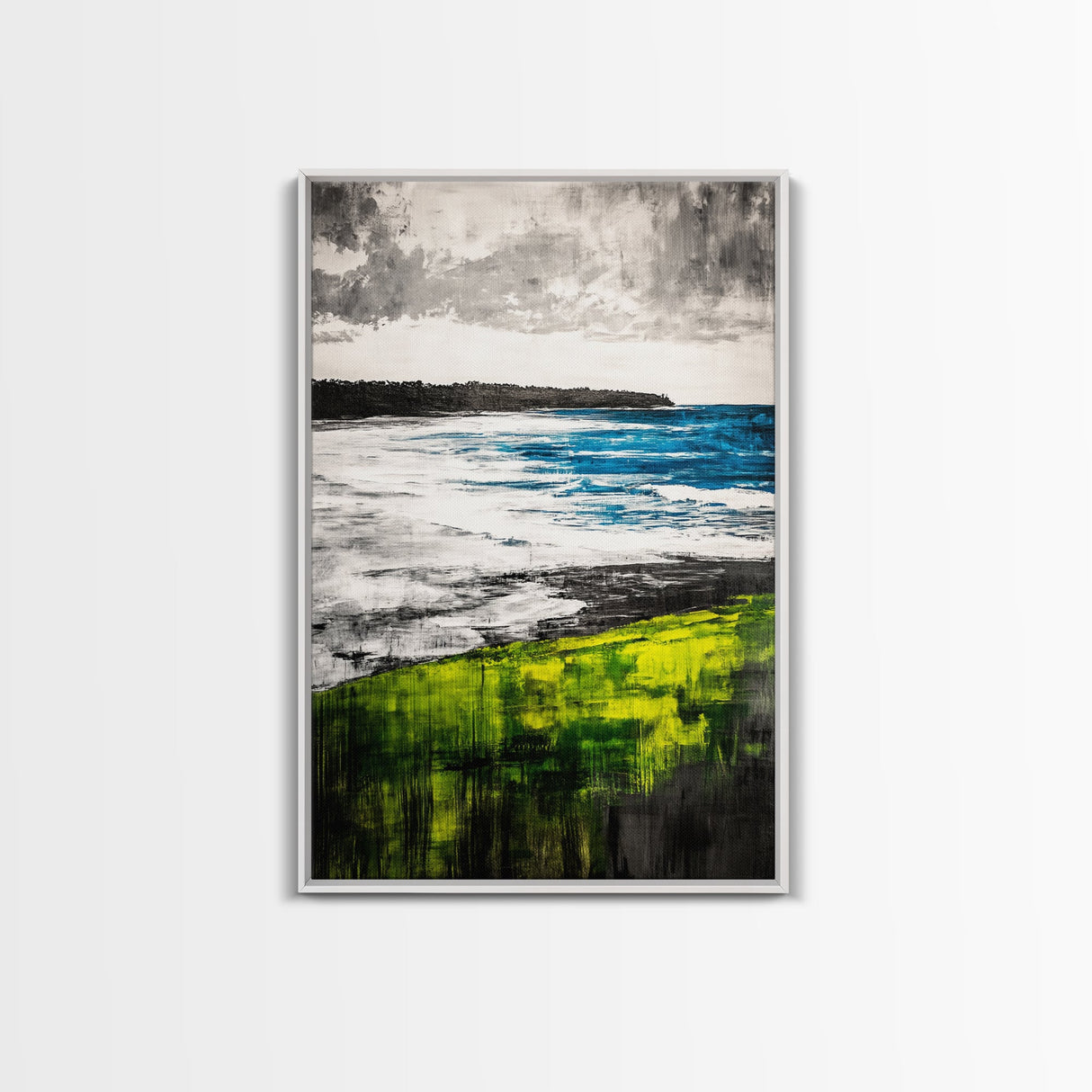 Coastal Serenity, Ocean View, Beach Horizon, Framed Canvas Print, Seascape Art, Modern Home Decor, Nautical Wall Art, Office Decor