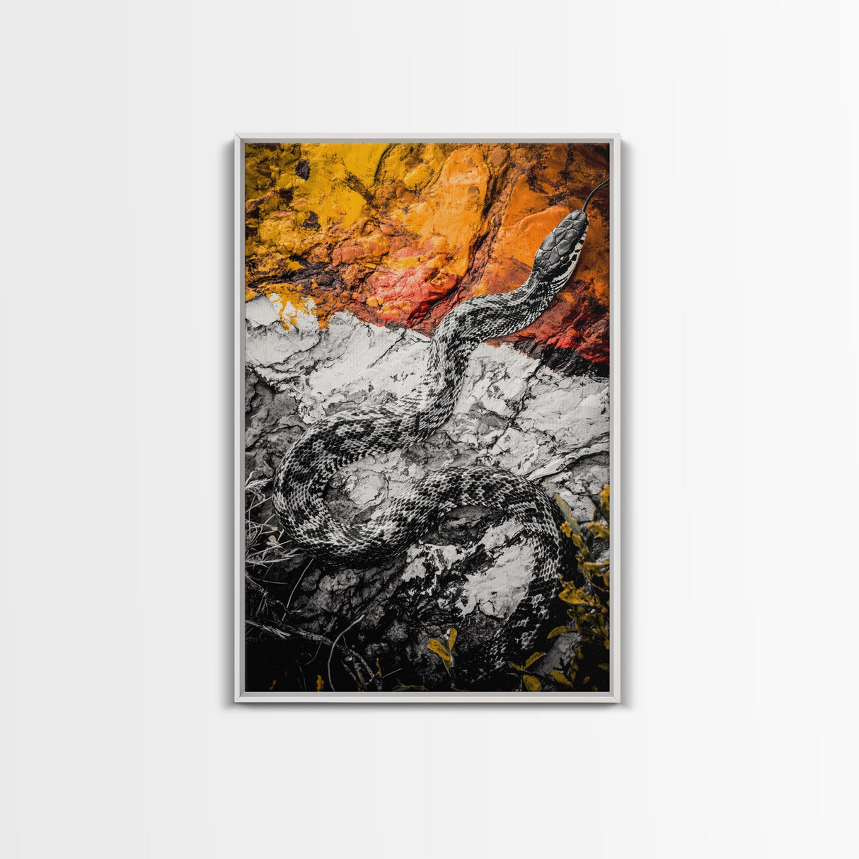 Snake Wall Art, Nature Canvas Print, Wildlife Decor, Rustic Home Art, Black and White Photography, Man Cave Wall Art, Fall Decor
