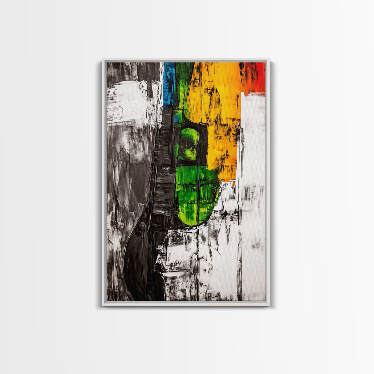 Colorful Guitar, Abstract Canvas Print, Music Lover Decor, Bohemian Wall Art, Artistic Home Painting, Living Room Statement Art