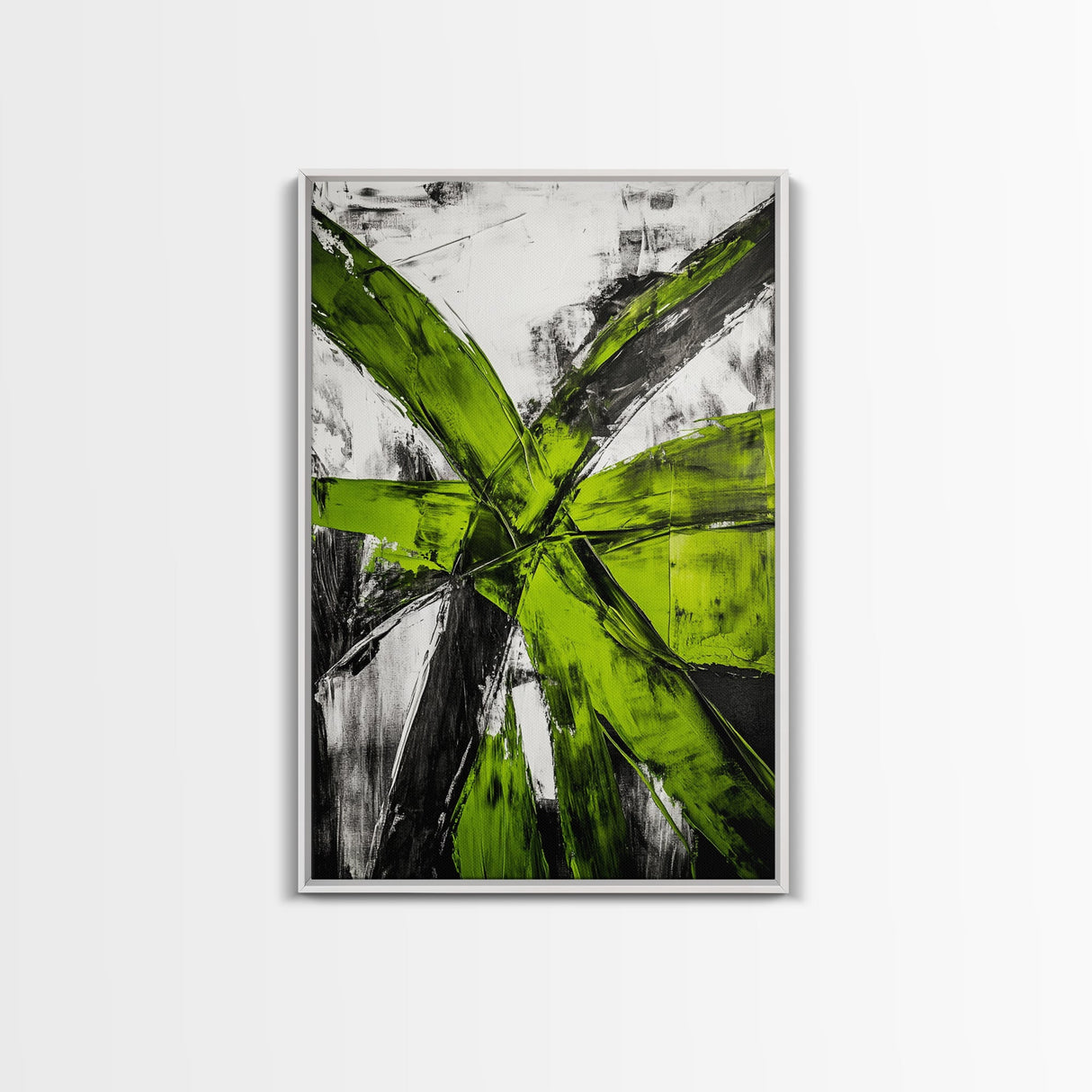 Green Abstract, Bold Modern Art, Vibrant Minimalist Design, Contemporary Statement Piece, Office Wall Decor, Framed Canvas Print