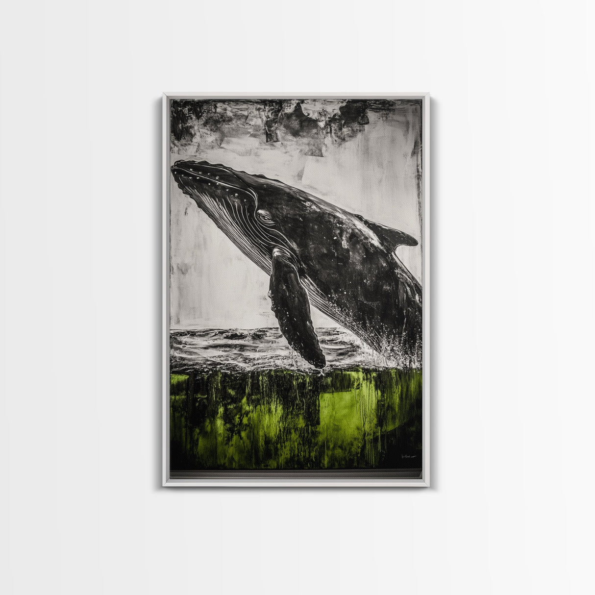 Humpback Whale, Ocean Wall Art, Framed Canvas Print, Black and White Art, Nautical Decor, Beach House Art, Coastal Wall Art