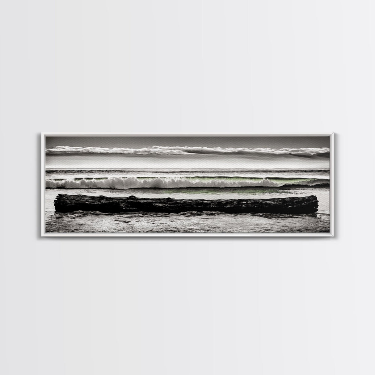 Ocean Waves, Black and White Photography, Coastal Art, Framed Canvas Print, Beach House Decor, Minimalist Seascape, Nautical Theme