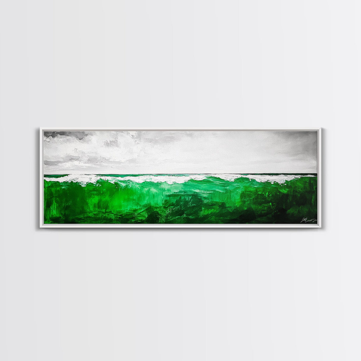 Ocean Wave, Green Sea, Coastal Art, Beach House, Canvas Print, Large Wall Art, Modern Seascape, Minimalist Decor, Bedroom Wall Art