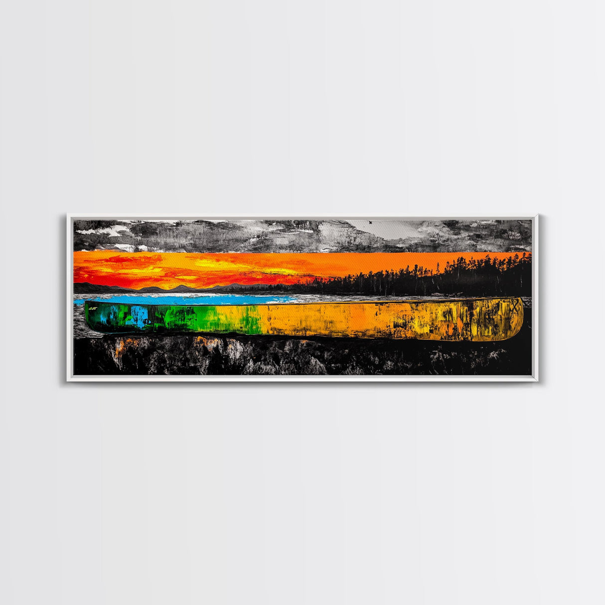 Canoe Reflection, Lake Canvas Print, Nature Wall Art, Rustic Cabin Decor, Adventure Art, Sunset Scene, Living Room Wall Art