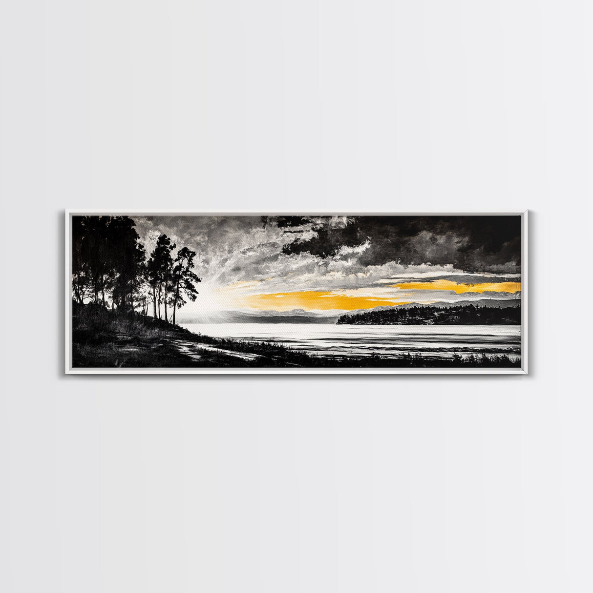 Sunset Landscape Art, Moody Sky Print, Nature Wall Decor, Mountain View Artwork, Rustic Home Decor, Warm Tones, Canvas Print