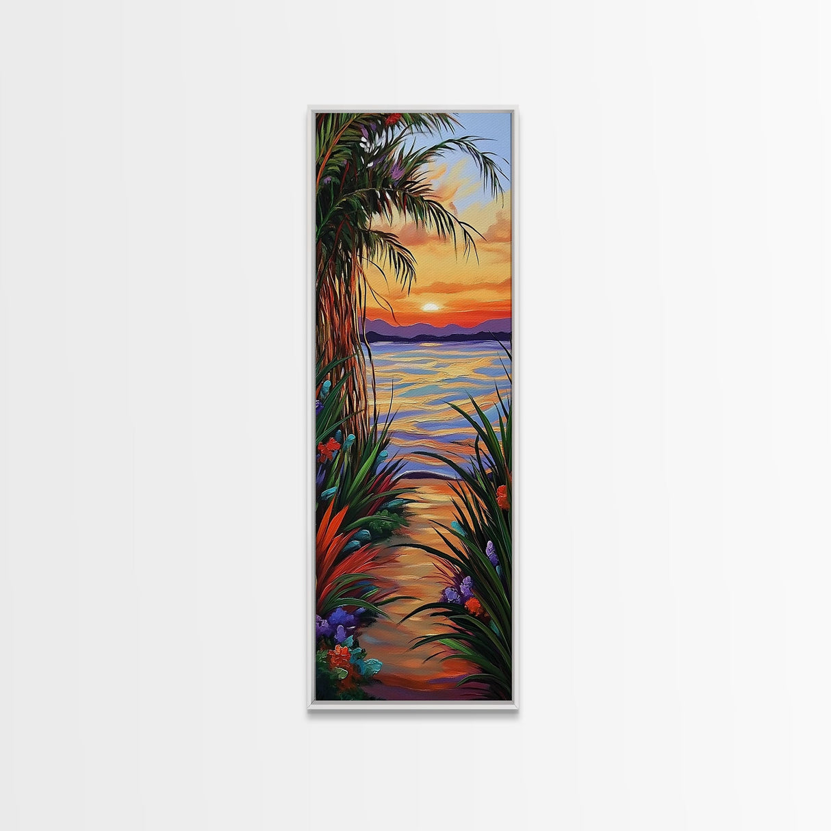 Tropical, Sunset, Pathway, Dreamscape, Canvas Print, dreamy tropical sunset pathway, vacation vibe boho art, living room or bedroom wall art